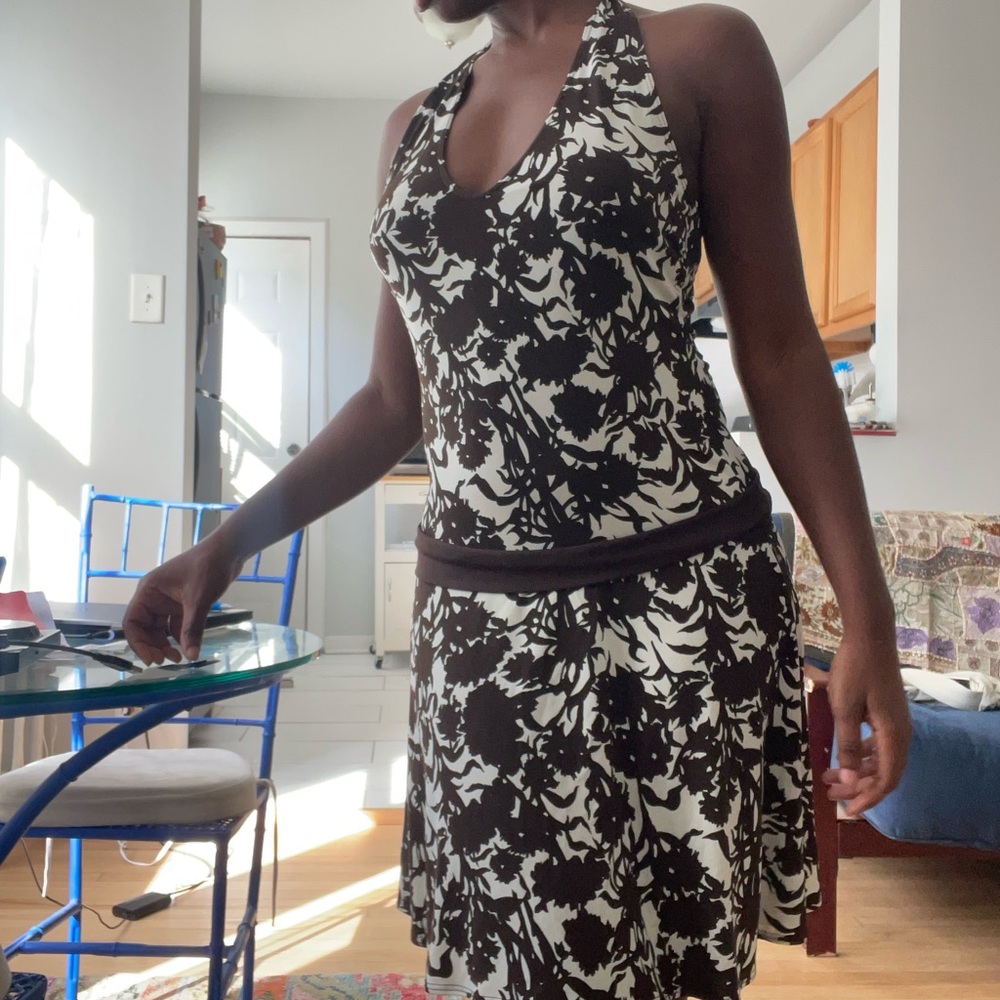 Max Studio Black and White Floral Backless Dress